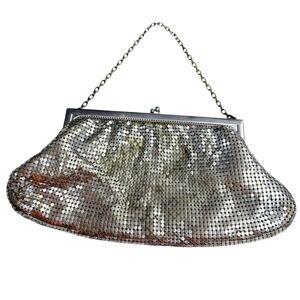 Vintage Whiting Davis 50s  Evening Bag Silver Mesh‎ Party Purse